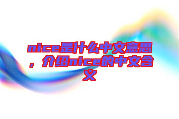 nice是什么中文意思，介紹nice的中文含義