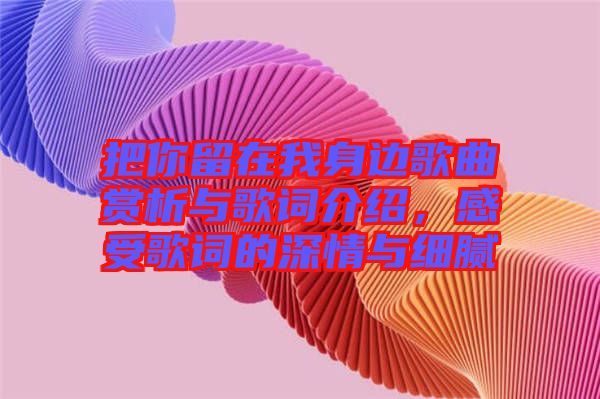 把你留在我身邊歌曲賞析與歌詞介紹，感受歌詞的深情與細(xì)膩