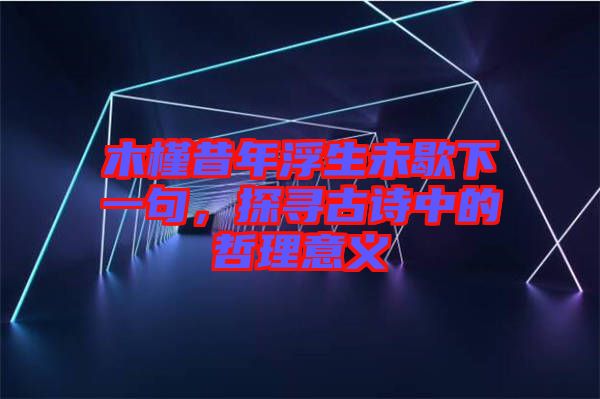 木槿昔年浮生未歇下一句,探尋古詩中的哲理意義