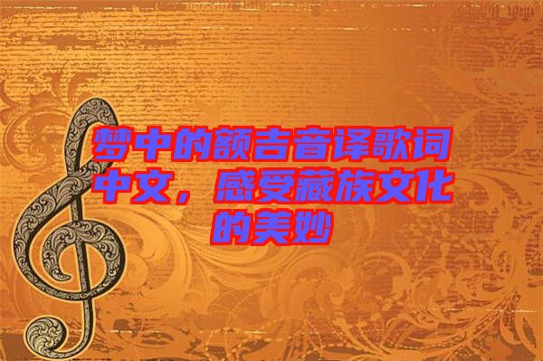 夢中的額吉音譯歌詞中文,感受藏族文化的美妙