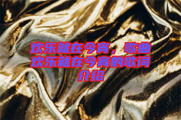 歡樂就在今宵,歌曲歡樂就在今宵的歌詞介紹