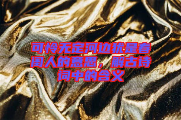 可憐無(wú)定河邊猶是春閨人的意思,解古詩(shī)詞中的含義