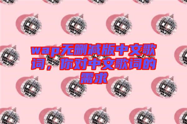 wap無刪減版中文歌詞,你對中文歌詞的需求